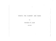 Partition complète, Sonata pour clarinette et Piano, St. Clair, Richard