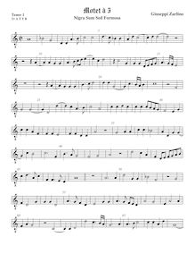 Partition ténor viole de gambe 2, octave aigu clef, Nigra Sum Sed Formosa