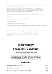 Blackwood s Edinburgh Magazine, Volume 57, No. 357, June, 1845