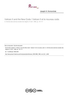 Vatican II and the New Code / Vatican II et le nouveau code. - article ; n°1 ; vol.62, pg 107-117