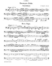 Partition violoncelle, Prélude et fugue sur le thème B-La-F, Op.11