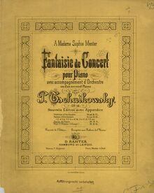 Partition couverture couleur, Concert Fantasia, Op.56, Концертная фантазия ; Fantaisie de concert