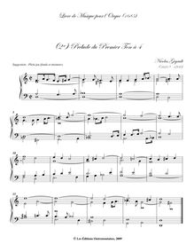 Partition (2e) Prélude du Premier Ton à 4, Livre d Orgue, Gigault, Nicolas