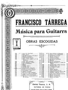 Partition guitare solo , partie, Recuerdos de la Alhambra, Tárrega, Francisco