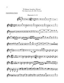Partition clarinette 1, 2 (en C, Transposed en B♭), Der Schauspieldirektor