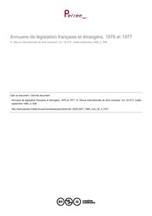 Annuaire de législation française et étrangère, 1976 et 1977 - note biblio ; n°3 ; vol.32, pg 648-648