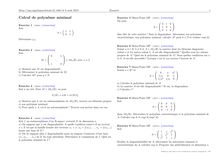 Sujet : Algèbre, Réduction des endomorphismes, Calcul de polynôme minimal