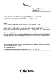 Recherches sur le monnayage d argent de Marseille - article ; n°2 ; vol.90, pg 637-668