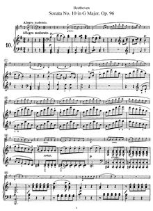 Partition de piano, violon Sonata No.10, Op.96, G major