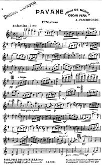 Partition violon I, Pavane, D Ambrosio, Alfredo