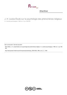 J. H. Leuba Étude sur la psychologie des phénomènes religieux - compte-rendu ; n°1 ; vol.3, pg 548-552
