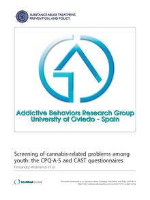 Screening of cannabis-related problems among youth: the CPQ-A-S and CAST questionnaires