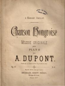 Partition complète, Chanson Hongroise, Dupont, Auguste