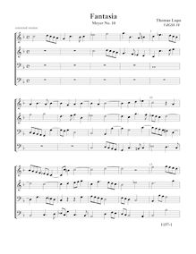 Partition Fantasia, VdGS No. 10 - partition complète (Tr Tr B B), fantaisies pour 4 violes de gambe