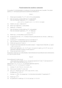 Sujet : Algèbre générale, Numérotation des nombres rationnels