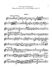 Partition hautbois 1, 2, Piano Concerto No.3, E♭ major, Tchaikovsky, Pyotr