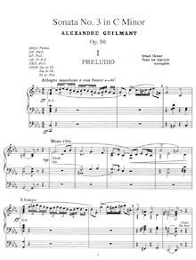 Partition complète, orgue Sonata No.3 en C Minor, Op.56, Guilmant, Alexandre