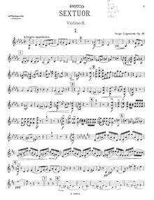 Partition violon 2, Piano Sextet, Op.63, Sextet for Piano & Strings in B♭ minor, Op.63
