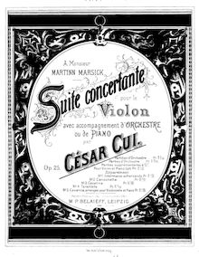 Partition de violon,  concertante, Op.25, Cui, César