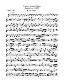 Partition violons II, Requiem, D minor, Mozart, Wolfgang Amadeus