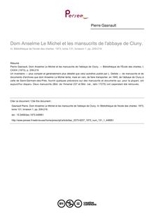Dom Anselme Le Michel et les mansucrits de l abbaye de Cluny. - article ; n°1 ; vol.131, pg 209-219