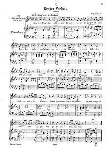 Partition complète, transposition pour low voix, Erster Verlust, D.226 (Op.5 No.4)