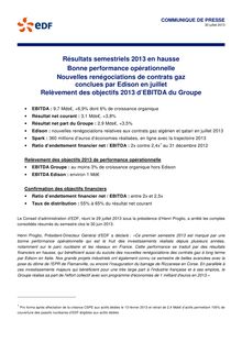 EDF : Résultats semestriels 2013