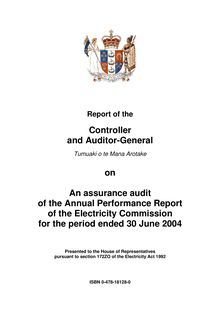 An assurance audit of the Annual Performance Report of the Electricity Commission for the period ended