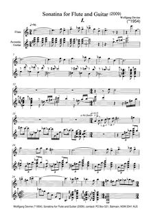 Partition complète, Sonatina pour flûte et guitare (2009), Devine, Wolfgang Volkmar Franziskus