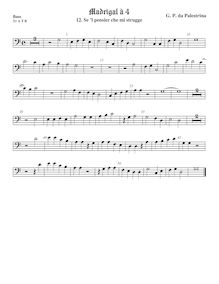 Partition viole de basse, basse clef, Madrigali a Quattro Voci, Palestrina, Giovanni Pierluigi da par Giovanni Pierluigi da Palestrina