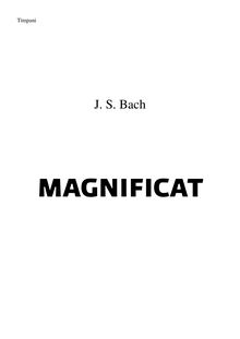 Partition timbales, Magnificat, D major, Bach, Johann Sebastian par Johann Sebastian Bach