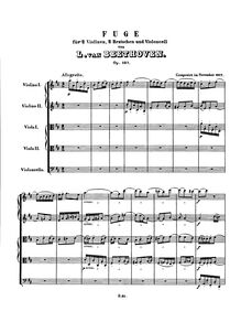 Partition complète, Fugue pour corde quintette, D major, Beethoven, Ludwig van