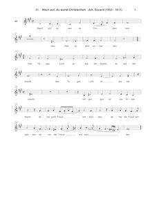 Partition alto, Wach auf, du werte Christenheit, F♯ minor par Johannes Eccard