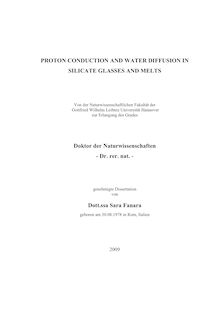 Proton conduction and water diffusion in silicate glasses and melts [Elektronische Ressource] / von Sara Fanara