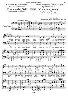 Partition No.3 - Komm herbei, Tod, Duette für Sopran und basse, Op.16