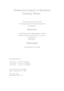 Geometrical aspects of statistical learning theory [Elektronische Ressource] / vorgelegt von Matthias Hein