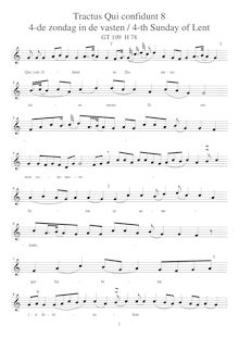 Partition Score, notated pitch, Tractus 4th Sunday of Lent, 8, Gregorian Chant