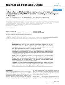 Hallux valgus and hallux rigidus: a comparison of impact on health-related quality of life in patients presenting to foot surgeons in Australia