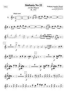 Partition hautbois 1/2, Symphony No.22, C major, Mozart, Wolfgang Amadeus