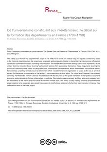 De l universalisme constituant aux intérêts locaux : le débat sur la formation des départements en France (1789-1790) - article ; n°6 ; vol.41, pg 1193-1213