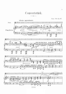 Partition viole de gambe et partition de piano, Konzertstück G-moll für Bratsche (viole de gambe) mit Begleitung des Orchesters oder Pianoforte, Op.46