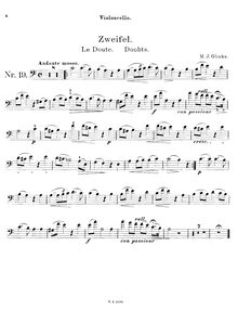 Partition de violoncelle, Complete chansons (Romances) par Mikhail Glinka