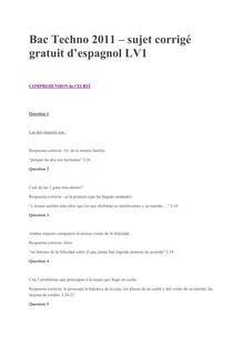 Bac 2011 Techno Espagnol LV1 Corrige