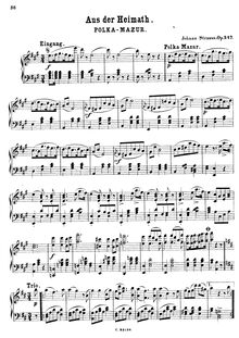 Partition complète, Aus der Heimat, Op.347, Strauss Jr., Johann