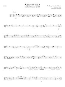Partition viole de gambe, corde quatuor No.3, Divertimento, G major par Wolfgang Amadeus Mozart