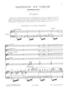 Partition Complete partition de piano avec chœur voix, Daphnis et Chloé (symphonie chorégraphique)
