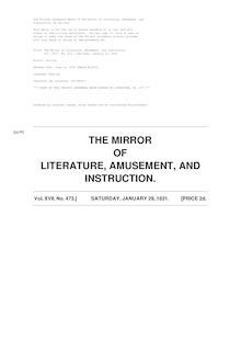 The Mirror of Literature, Amusement, and Instruction - Volume 17, No. 473, January 29, 1831