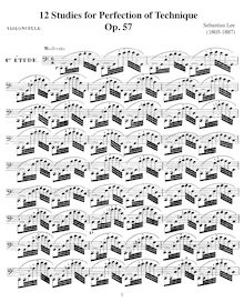 Partition de violoncelle, 12 études pour Perfection of Technique, Op.57