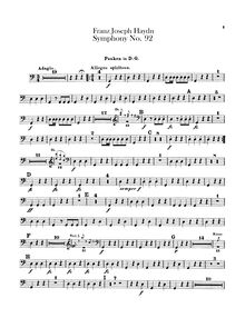 Partition timbales (G, D), Symphony No.92 en G major, “Oxford”, Sinfonia No.92