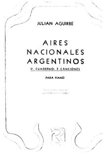 Partition Canción N°.1, 5 Tristes, 1er cuaderno de Aires Nacionales Argentinos